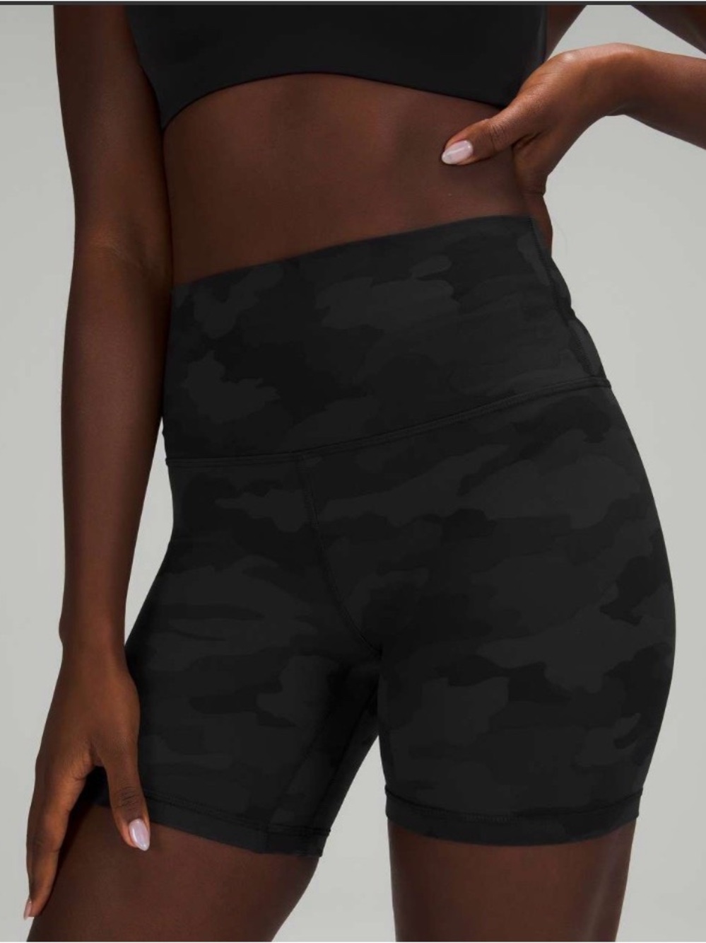 Lululemon Align High-Rise Short 6", black camo shorts, size 2
